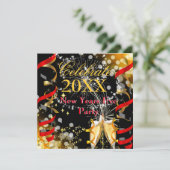 Nieuw jaar: Champagne Festive Red Gold Kaart (Staand voorkant)