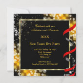 Nieuw jaar: Champagne Festive Red Gold Kaart (Achterkant)