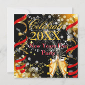 Nieuw jaar: Champagne Festive Red Gold Kaart (Voorkant)