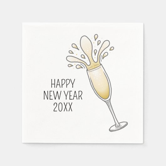 Nieuw jaar Champagne glas Servet (Voorkant)