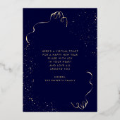 Nieuw jaar Champagne Glasses Navy Folie Holiday Ka Folie Feestdagenkaart (Achterkant)