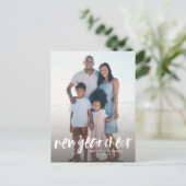 Nieuw jaar, cheer eenvoudig, modern wit feestdagenkaart (Staand voorkant)