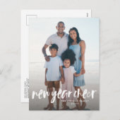 Nieuw jaar, cheer eenvoudig, modern wit feestdagenkaart (Voorkant / Achterkant)