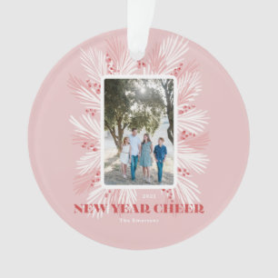 Nieuw jaar Cheer Pink Holiday Ceramic Ornament