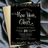 Nieuw jaar Cheer Script Party Chic Black Real Gold Folie Uitnodiging