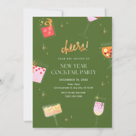 Nieuw jaar cocktailparty kaart
