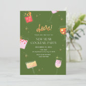 Nieuw jaar cocktailparty kaart (Staand voorkant)