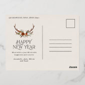 Nieuw jaar crème elegant folie feestdagen briefkaart (Achterkant)