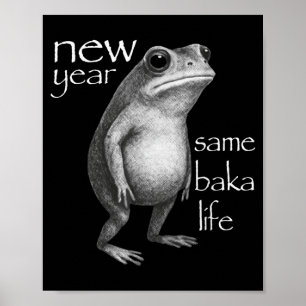Nieuw Jaar Dezelfde Baka Leven Grappige Kikkergrap Poster