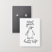 Nieuw Jaar, Dezelfde Baka Leven Pinguïn Grap Grapp Button (Voorkant / Achterkant)