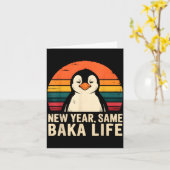 Nieuw Jaar Dezelfde Baka Leven Pinguïn Grap Kaart (Gele Bloem)
