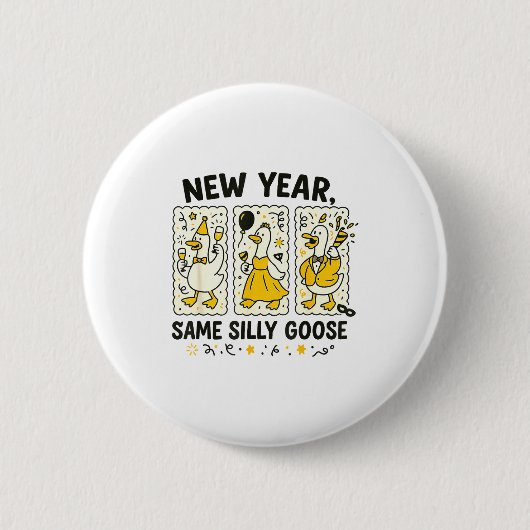 Nieuw jaar, dezelfde domme gans, grappige gans nie ronde button 5,7 cm (Voorkant)
