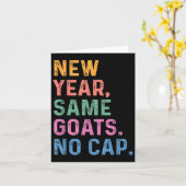 Nieuw Jaar Dezelfde Geiten Geen Hoed Grappig Terug Kaart (Gele Bloem)