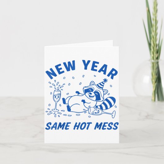 Nieuw Jaar Dezelfde Heet Onwijs Wasbeer Feest Kaart (Voorkant)