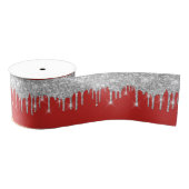 Nieuw jaar drijft Royal Red Grey Silver Spark Grosgrain Lint (Spoel)