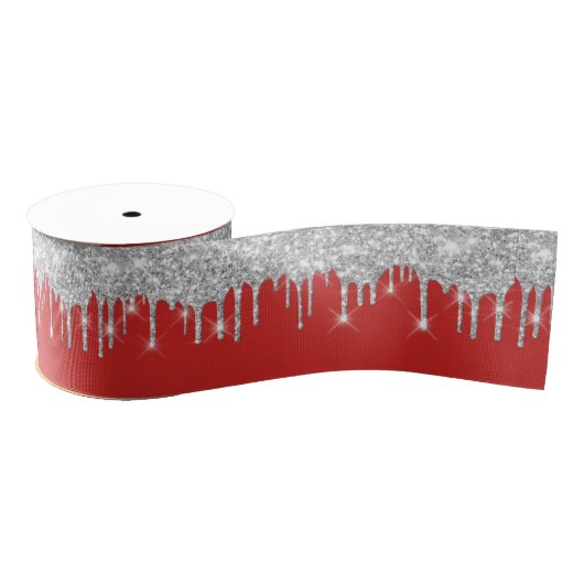 Nieuw jaar drijft Royal Red Grey Silver Spark Grosgrain Lint (Spoel)