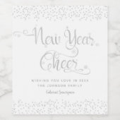 Nieuw jaar: Elegant Silver Snowflakes, aangepast Wijn Etiket (Enkel label)