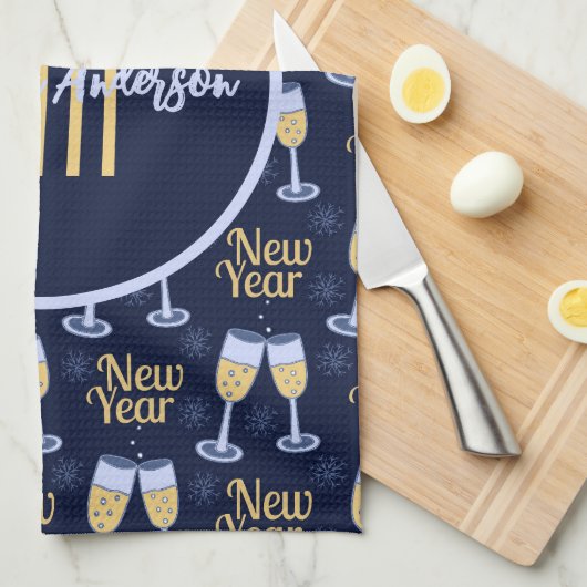 NIEUW JAAR EN WIJNCHRISTMAS AANGEPASTE MONOGRAM THEEDOEK (Quarter Fold)