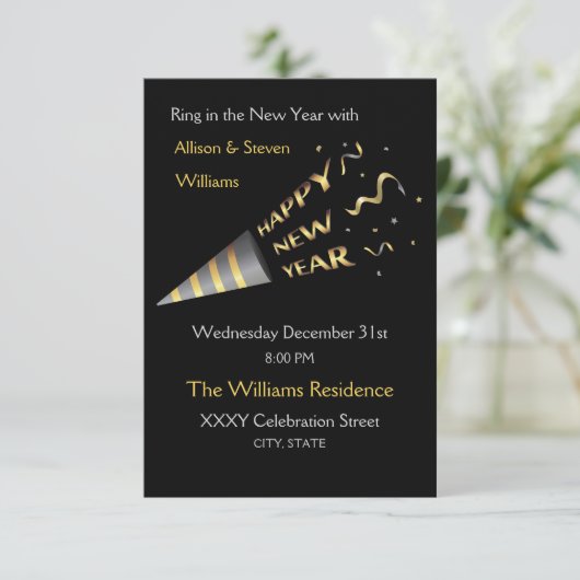 Nieuw jaar Eve Party-ontwerp. Kaart (Staand voorkant)