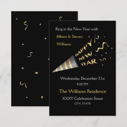 Nieuw jaar Eve Party-ontwerp. Kaart (Voorkant / Achterkant)
