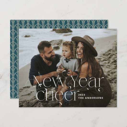 Nieuw jaar Fotoelegant Art Deco-typografie modern (Voorkant / Achterkant)