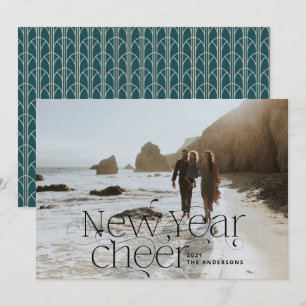 Nieuw jaar Fotoelegant Art Deco-typografie modern  Feestdagenkaart