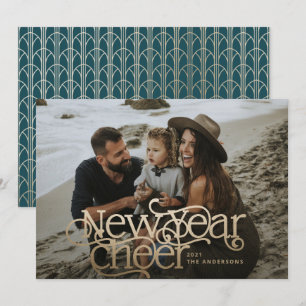 Nieuw jaar Fotoelegant Art Deco-typografie modern Feestdagenkaart