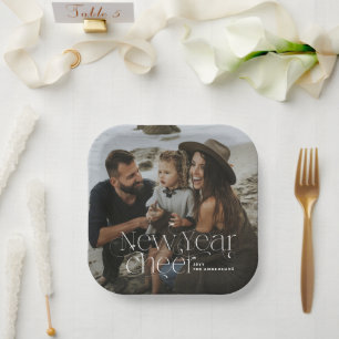 Nieuw jaar Fotoelegant Art Deco-typografie modern Papieren Bordje