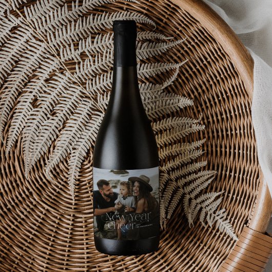 Nieuw jaar Fotoelegant Art Deco-typografie modern Wijn Etiket