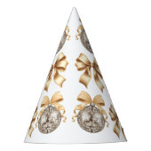 Nieuw Jaar Gold Bow & Disco Ball Party Pet Feesthoedjes (Voorkant)