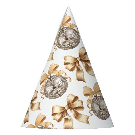 Nieuw Jaar Gold Bow & Disco Ball Party Pet Feesthoedjes (Links)