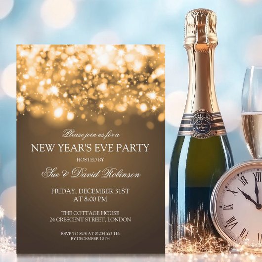 Nieuw jaar Goud met mousserende lampjes Kaart