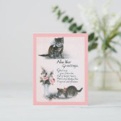 NIEUW JAAR GREETTE katten & bloemen Briefkaart (Staand voorkant)