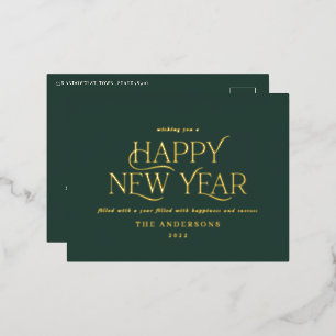 Nieuw jaar groen elegant minimum modern traditione folie feestdagen briefkaart