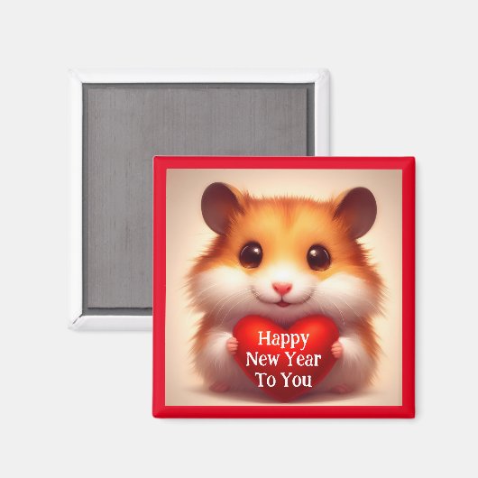 Nieuw Jaar Hamster Magneet (Voorkant / Achterkant)