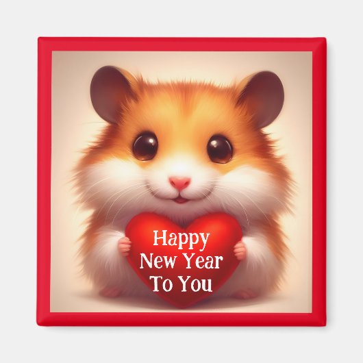 Nieuw Jaar Hamster Magneet (Voorkant)