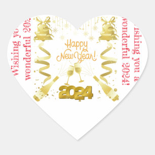 Nieuw jaar hart sticker