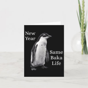 Nieuw jaar hetzelfde Baka leven Pinguïn grap Kaart