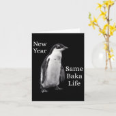 Nieuw jaar hetzelfde Baka leven Pinguïn grap  Kaart (Gele Bloem)