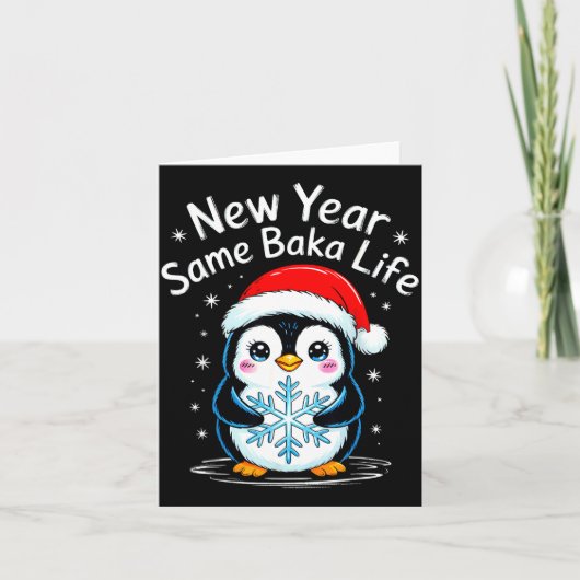 Nieuw jaar hetzelfde Baka leven Pinguïn grap Kaart (Voorkant)