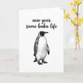 Nieuw jaar hetzelfde Baka leven Pinguïn grapje Fun Kaart (Gele Bloem)