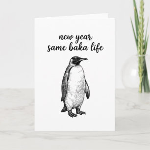 Nieuw jaar hetzelfde Baka leven Pinguïn grapje gra Kaart