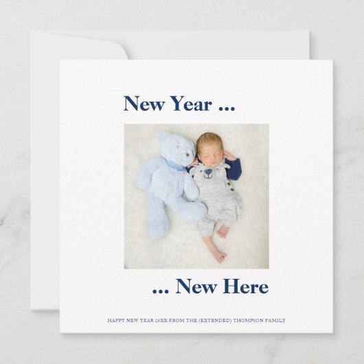 Nieuw jaar Hier Foto Baby Boy Birth Navy Blue (Voorkant)