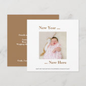 Nieuw jaar Hier Foto Baby kondigt geboorte Gold aa (Voorkant / Achterkant)