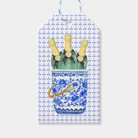 Nieuw Jaar Ijsemmer Chinoiserie Grandmillennial Cadeaulabel (Voorkant)