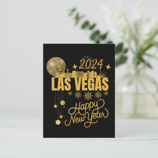 Nieuw Jaar in Las Vegas Nevada Reizen Matching NYE Briefkaart (Staand voorkant)