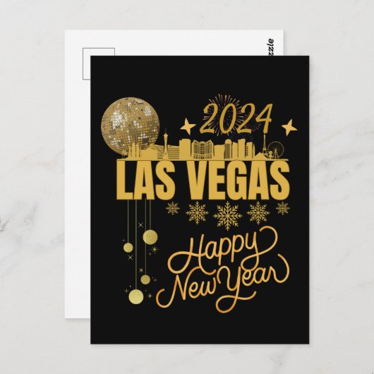 Nieuw Jaar in Las Vegas Nevada Reizen Matching NYE Briefkaart (Voorkant / Achterkant)