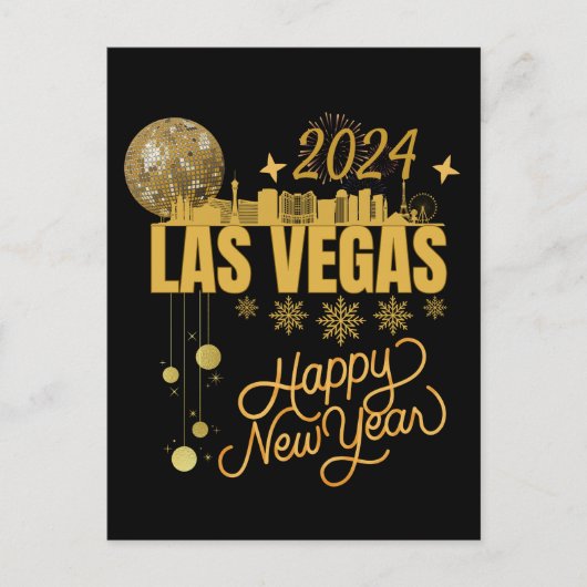 Nieuw Jaar in Las Vegas Nevada Reizen Matching NYE Briefkaart (Voorkant)