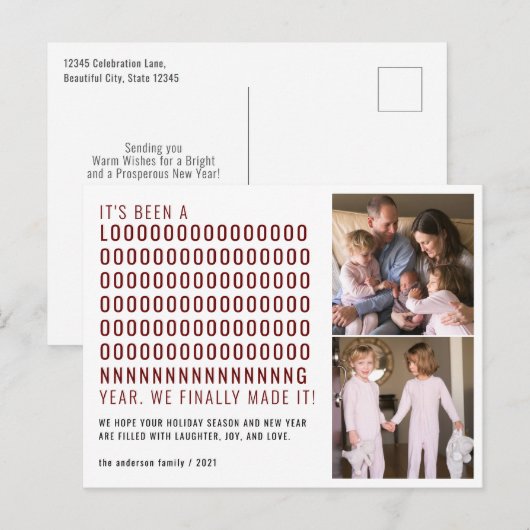 Nieuw jaar is een lange tijd geweest en heeft het feestdagenkaart (Voorkant / Achterkant)