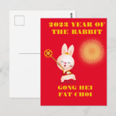 NIEUW JAAR KANTONESE RABBIT BRIEFKAART (Voorkant / Achterkant)